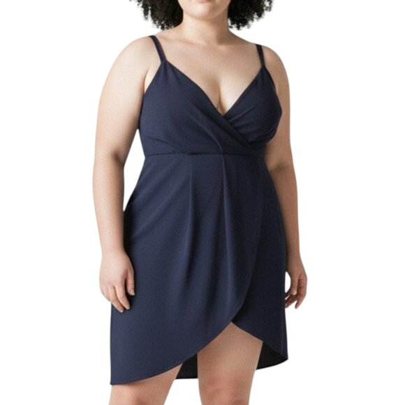 Dress the Population Dresses & Skirts - Dress the Population Women's Owen Plunge Neck Faux Wrap A-line Dress, 3X, NWT